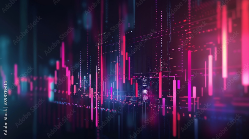 A visualization of fluctuating stock market data represented by lines and dots. Financial analysis concept. A visualization of fluctuating stock market data represented by lines and dots. Financial analysis concept.