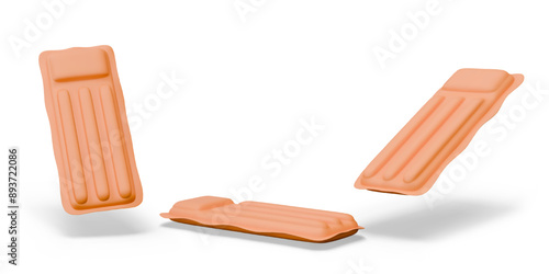 Collection of swimming mattresses in various positions for dynamic scenes