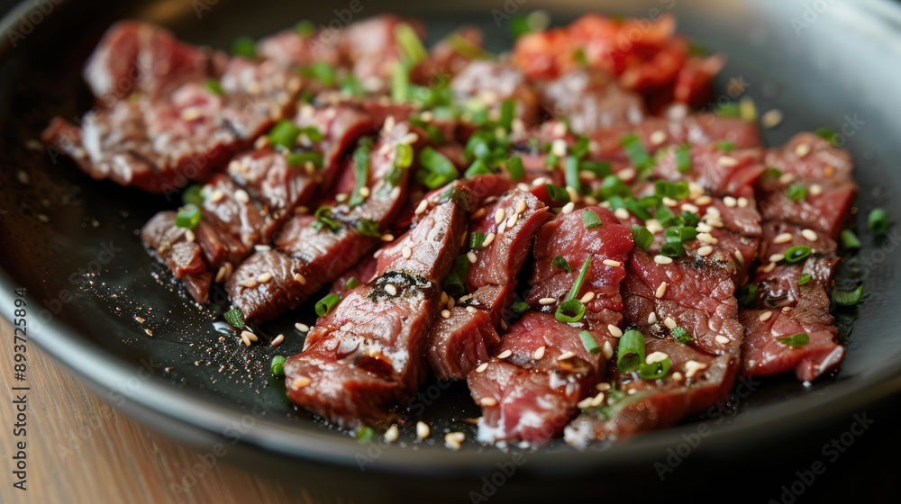 Thinly sliced marinated Korean beef Thinly sliced marinated Korean beef