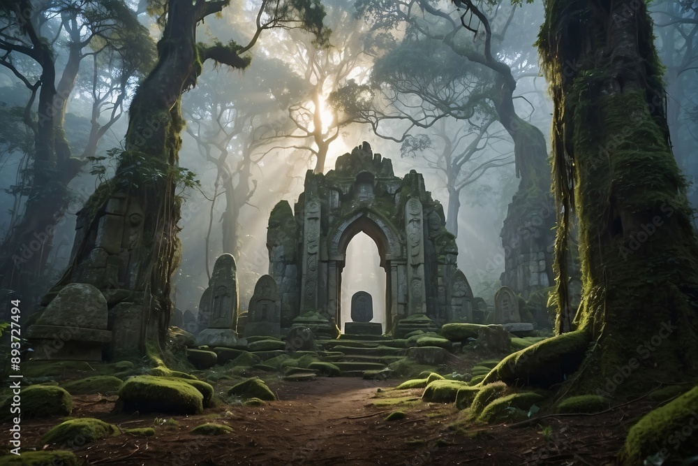 the charm of an ancient stone altar in the forest the charm of an ancient stone altar in the forest