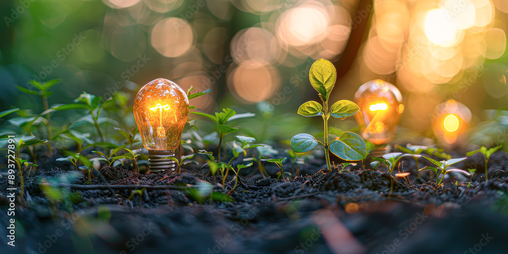 A bunch of light bulbs are planted in the dirt A bunch of light bulbs are planted in the dirt