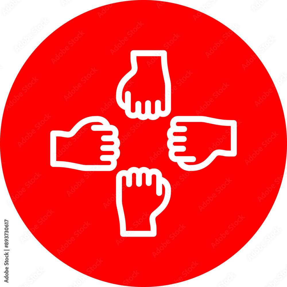 Joined Hands Vector Line White Circle Red Joined Hands Vector Line White Circle Red
