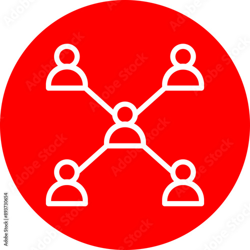 Connecting People Vector Line White Circle Red
