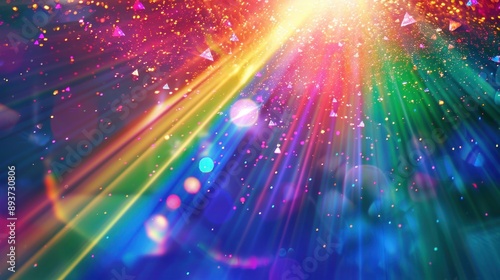 Colorful Abstract Background with Light Rays and Glitter