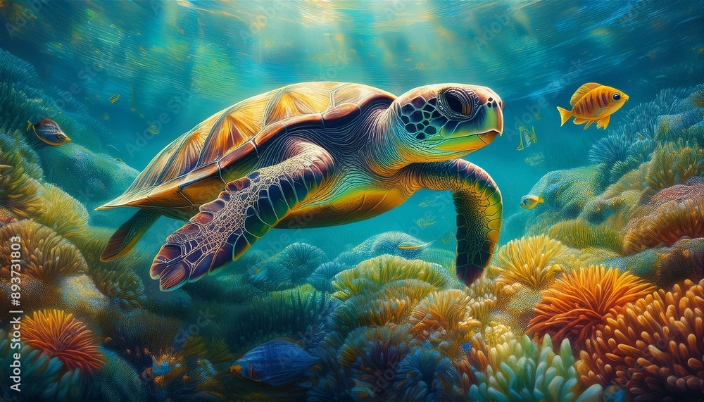 green turtle swimming in aquarium green turtle swimming in aquarium