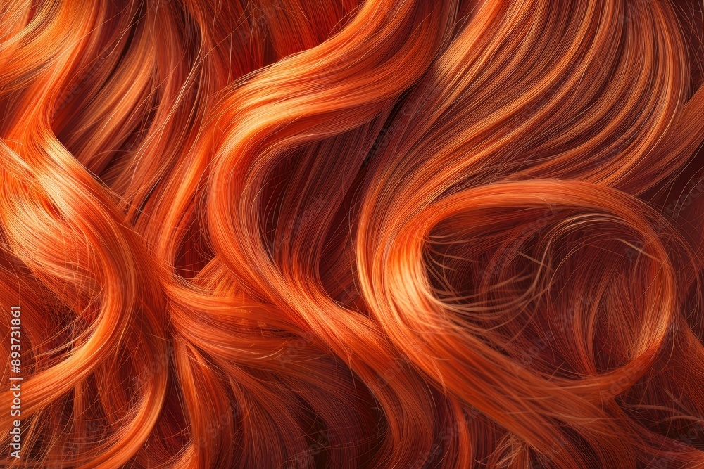 Vibrant, copper red hair cascading in loose curls, with a clean background offering ample copyspace, capturing the vivid color and volume of the hair, Vibrant, copper red hair cascading in loose curls, with a clean background offering ample copyspace, capturing the vivid color and volume of the hair,
