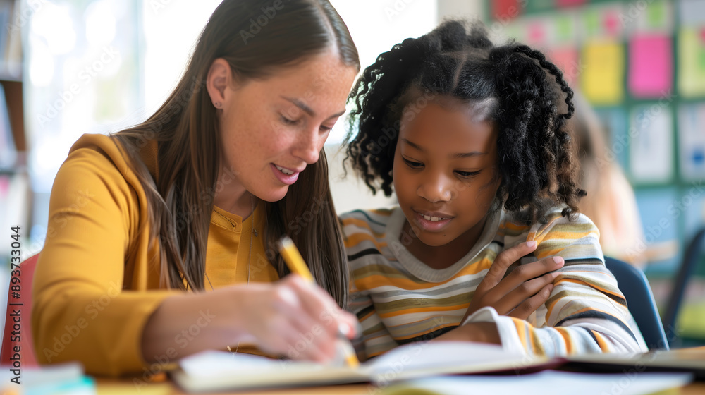 Obraz premium Teacher Guiding Student's Learning