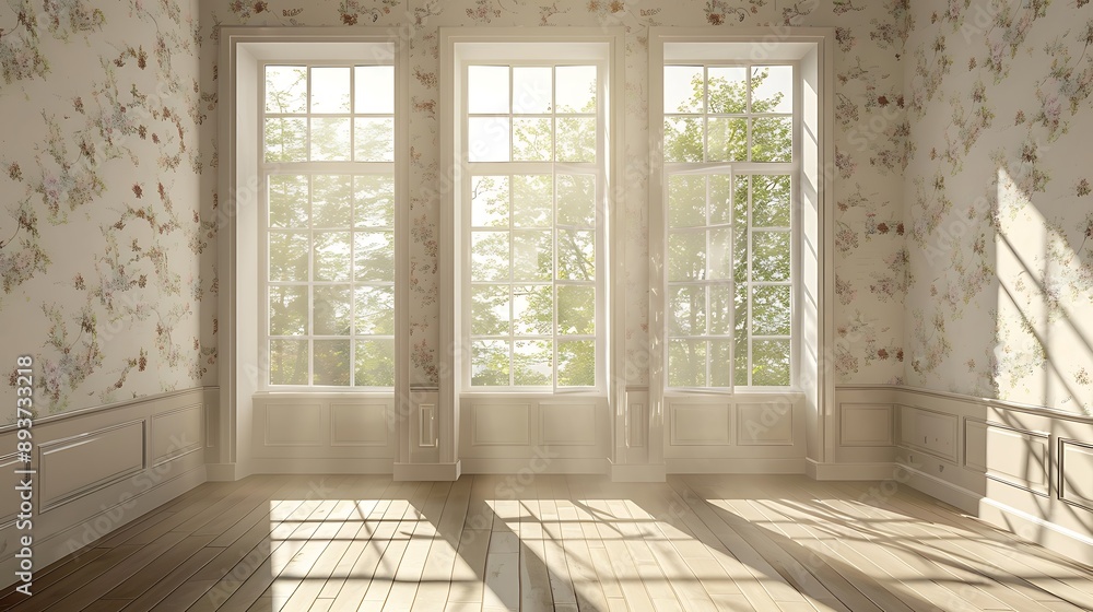Sunlit Room with Floral Wallpaper Sunlit Room with Floral Wallpaper