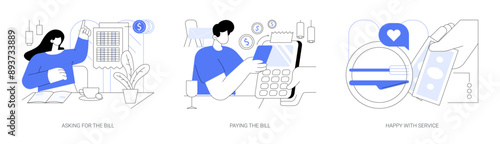 Paying in a restaurant isolated cartoon vector illustrations se