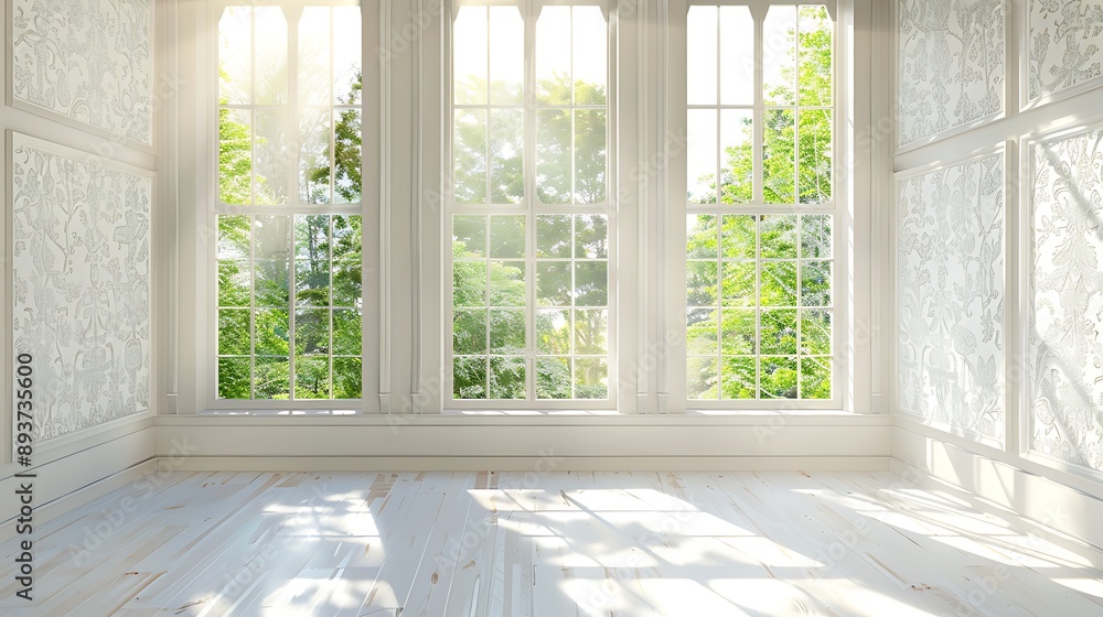 Sunlight Streaming Through a Large Window in an Elegant Room Sunlight Streaming Through a Large Window in an Elegant Room