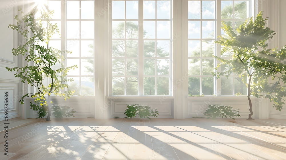 Sunlight Streaming Through a Large Window in an Elegant Room Sunlight Streaming Through a Large Window in an Elegant Room