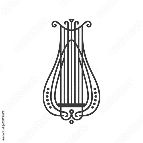 ancient lyre minimalist line art icon logo symbol