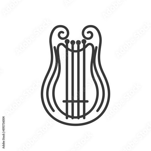 ancient lyre minimalist line art icon logo symbol