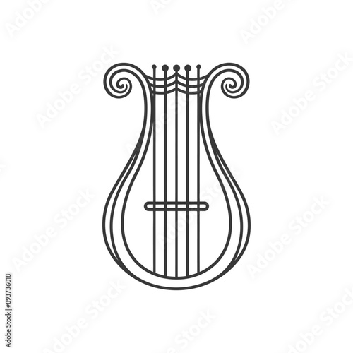 ancient lyre minimalist line art icon logo symbol
