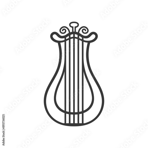 ancient lyre minimalist line art icon logo symbol