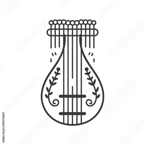 ancient lyre minimalist line art icon logo symbol