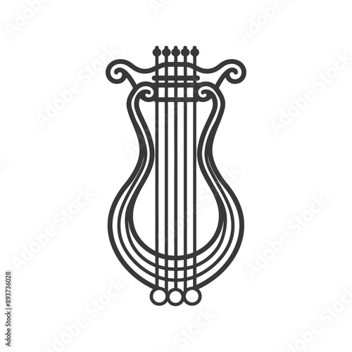 ancient lyre minimalist line art icon logo symbol