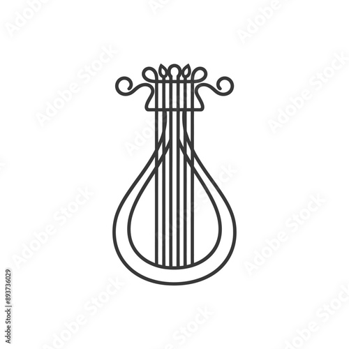 ancient lyre minimalist line art icon logo symbol