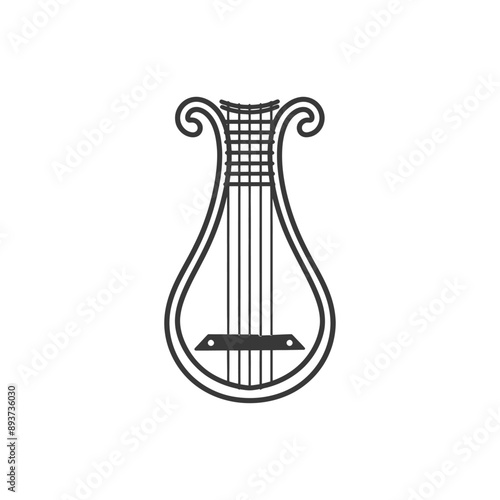 ancient lyre minimalist line art icon logo symbol