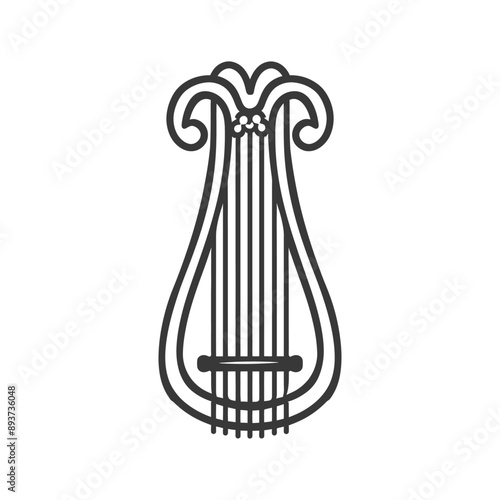ancient lyre minimalist line art icon logo symbol
