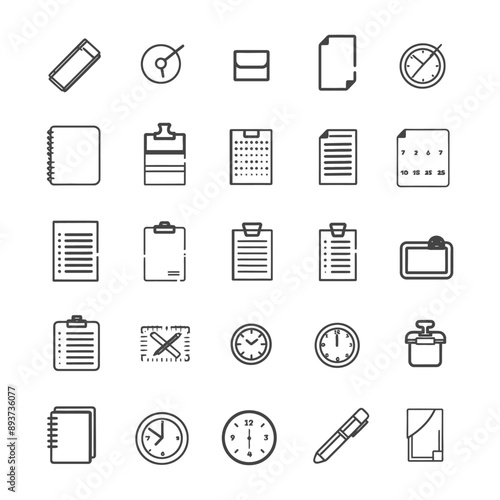 minimalist line art icon agenda collection set logo symbol