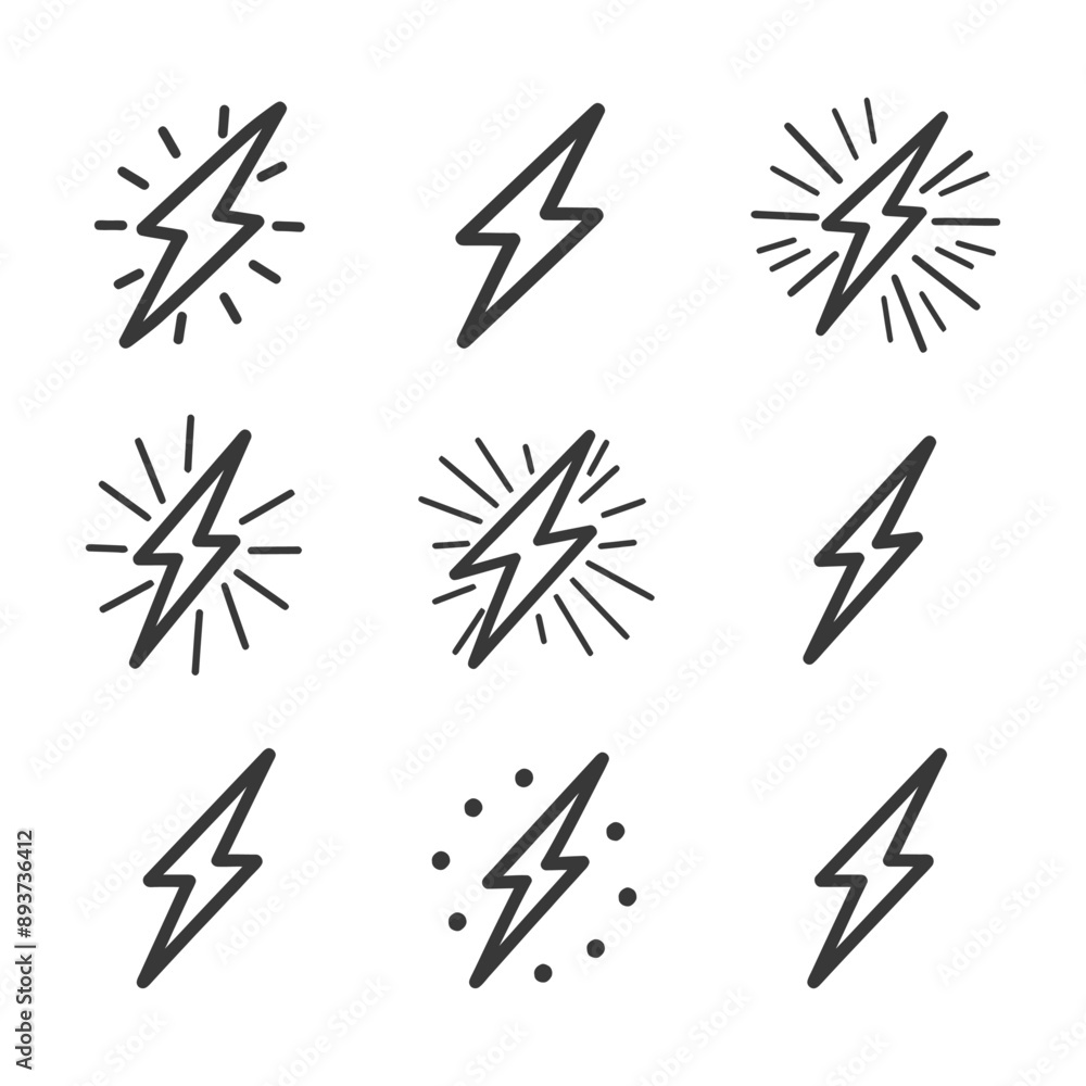 minimalist line art icon bolt collection set logo symbol minimalist line art icon bolt collection set logo symbol