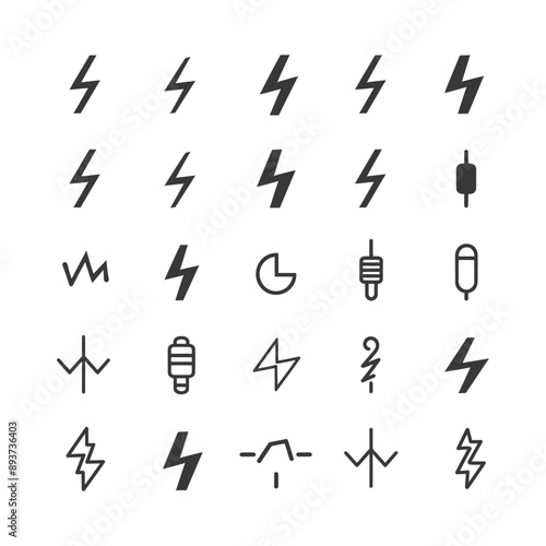 minimalist line art icon bolt collection set logo symbol