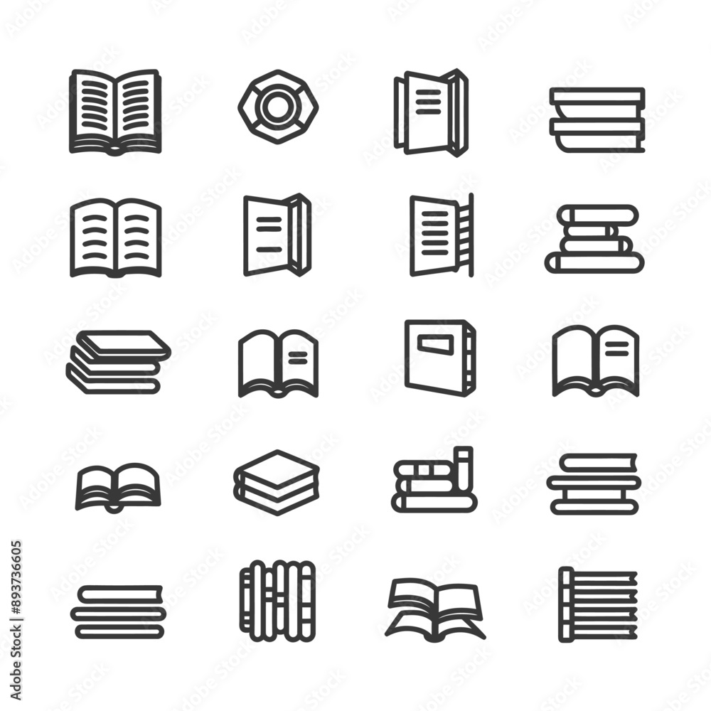 minimalist line art icon book collection set logo symbol minimalist line art icon book collection set logo symbol