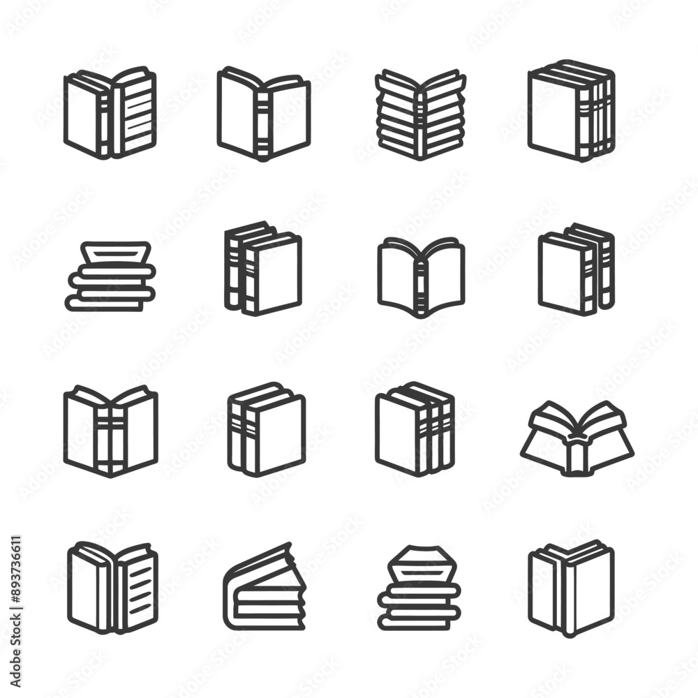 minimalist line art icon book collection set logo symbol minimalist line art icon book collection set logo symbol