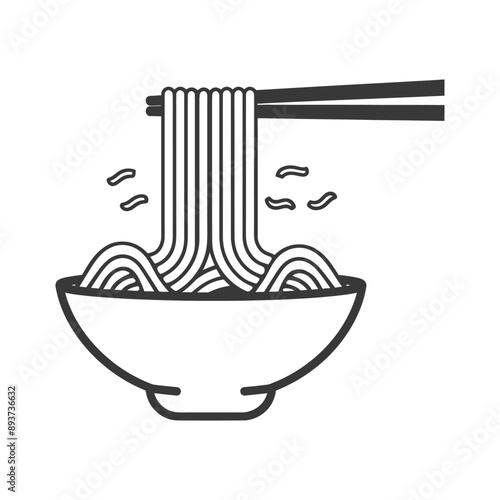 minimalist line art icon bowl of noodle collection set logo symbol