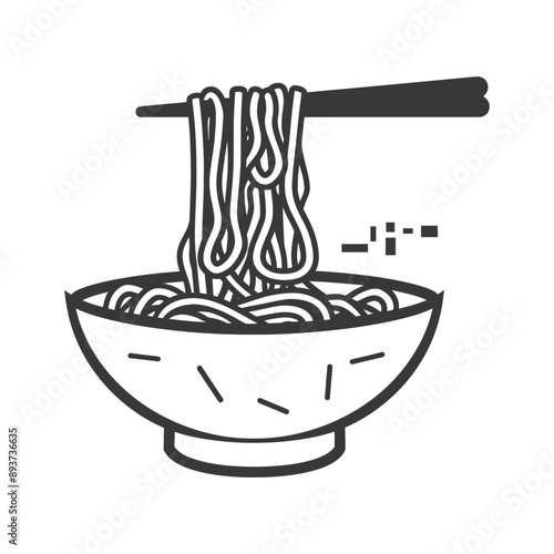 minimalist line art icon bowl of noodle collection set logo symbol