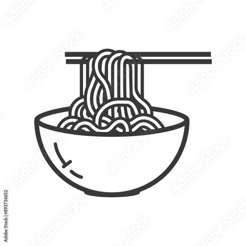 minimalist line art icon bowl of noodle collection set logo symbol