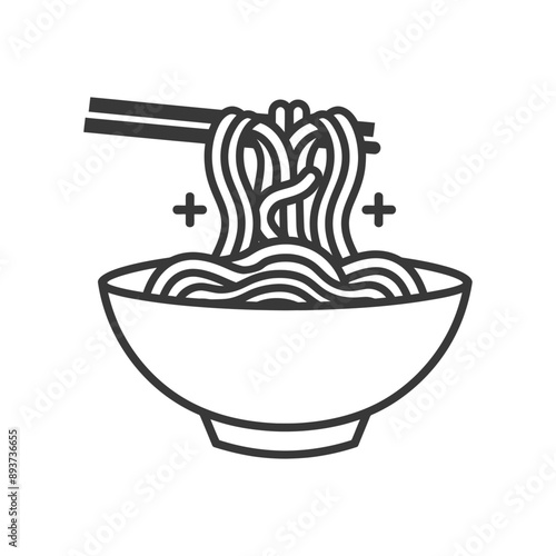 minimalist line art icon bowl of noodle collection set logo symbol