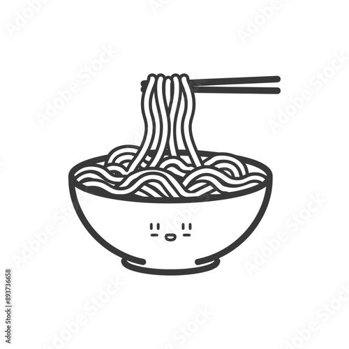 minimalist line art icon bowl of noodle collection set logo symbol