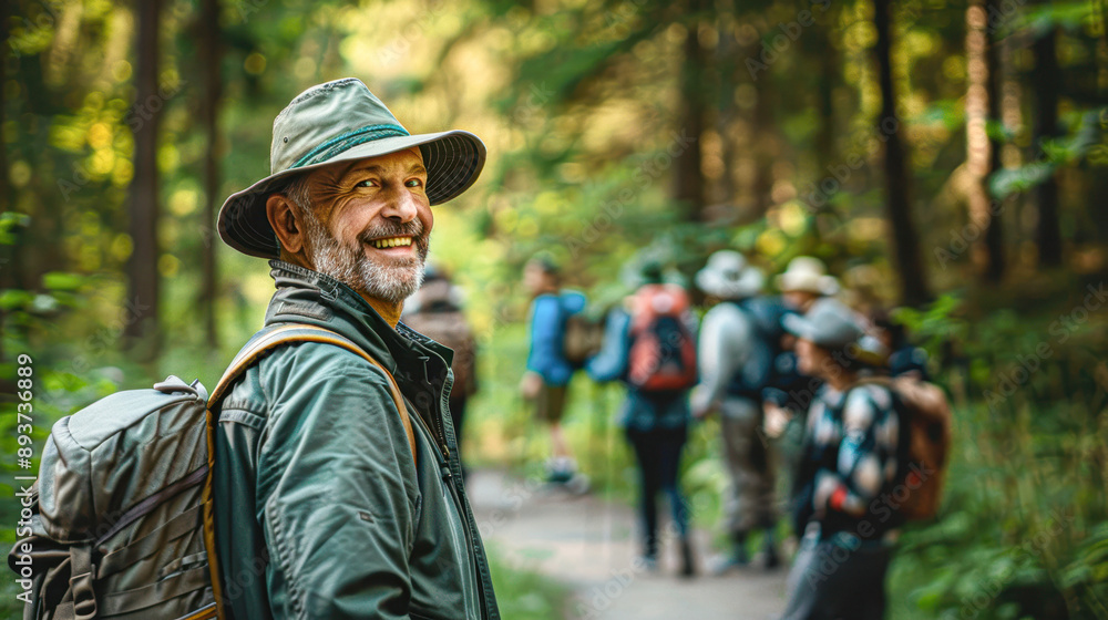 A man wearing a green jacket and a hat is smiling and posing for a picture A man wearing a green jacket and a hat is smiling and posing for a picture