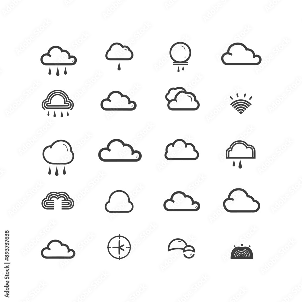 minimalist line art icon cloud collection set logo symbol minimalist line art icon cloud collection set logo symbol