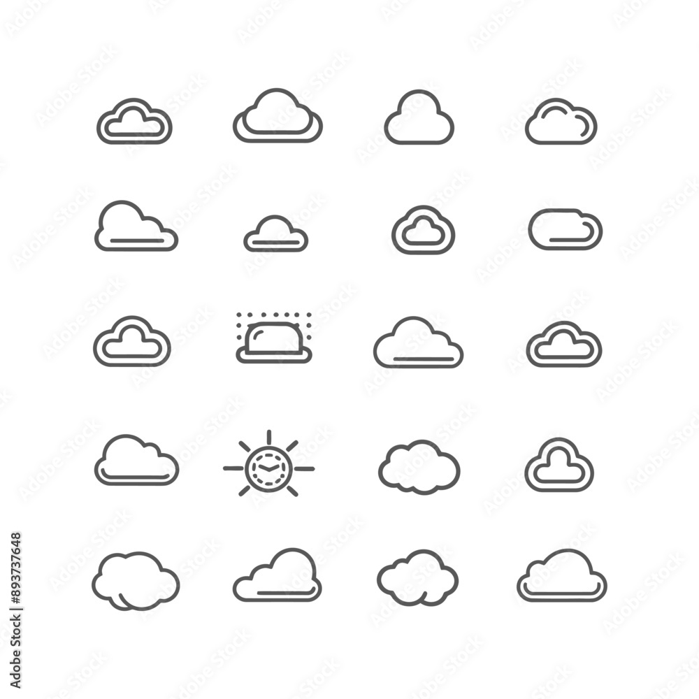 minimalist line art icon cloud collection set logo symbol minimalist line art icon cloud collection set logo symbol