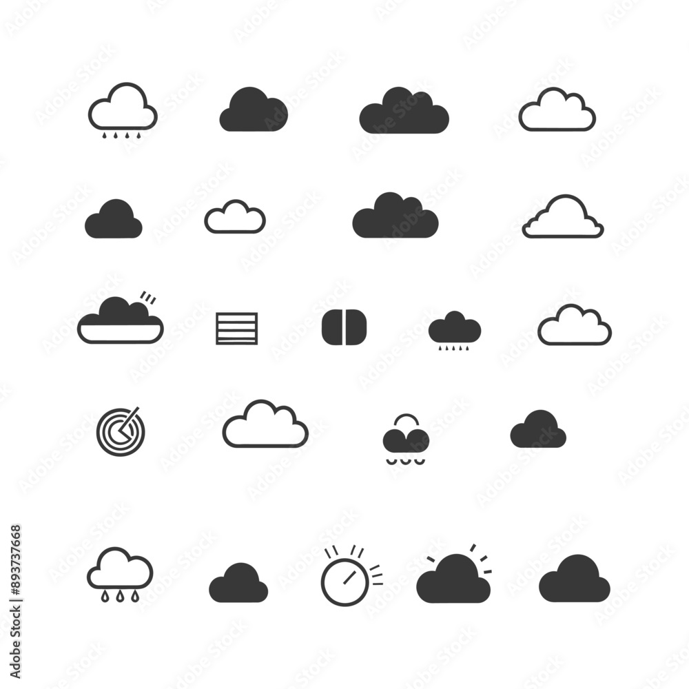 minimalist line art icon cloud collection set logo symbol minimalist line art icon cloud collection set logo symbol