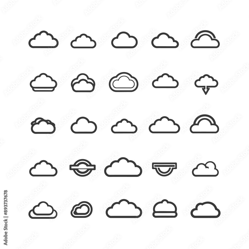 minimalist line art icon cloud collection set logo symbol minimalist line art icon cloud collection set logo symbol