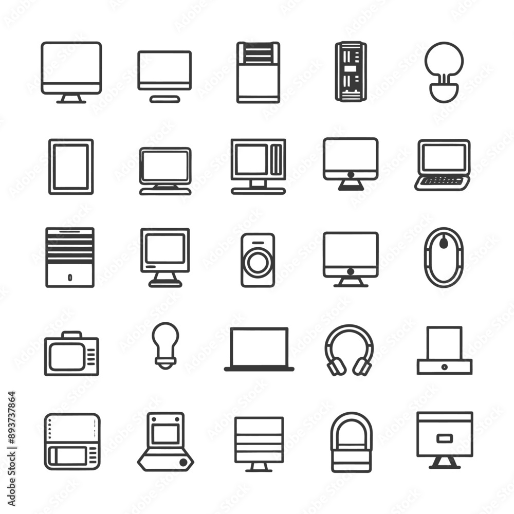 minimalist line art icon computer collection set logo symbol minimalist line art icon computer collection set logo symbol