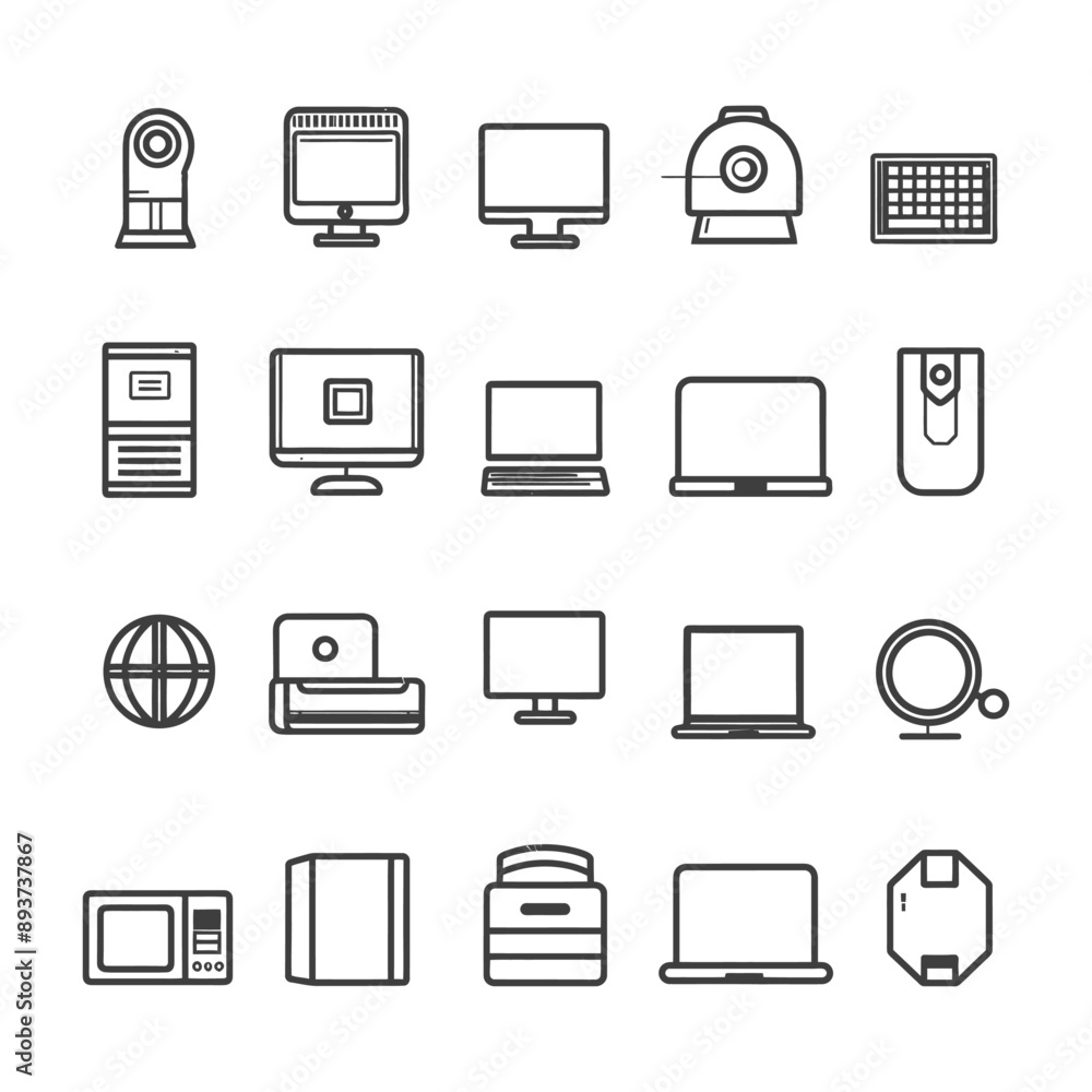 minimalist line art icon computer collection set logo symbol minimalist line art icon computer collection set logo symbol