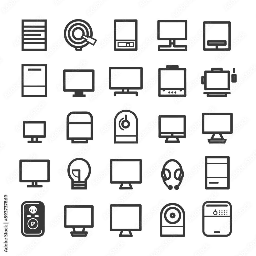 minimalist line art icon computer collection set logo symbol minimalist line art icon computer collection set logo symbol