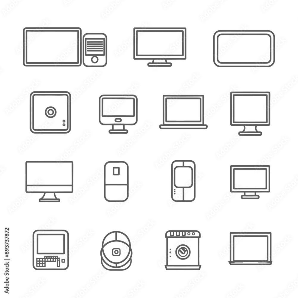 minimalist line art icon computer collection set logo symbol minimalist line art icon computer collection set logo symbol