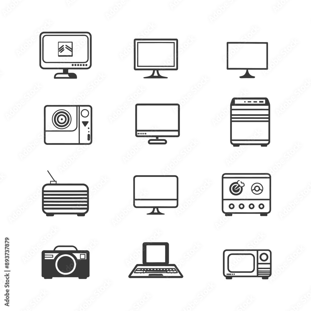 minimalist line art icon computer collection set logo symbol minimalist line art icon computer collection set logo symbol