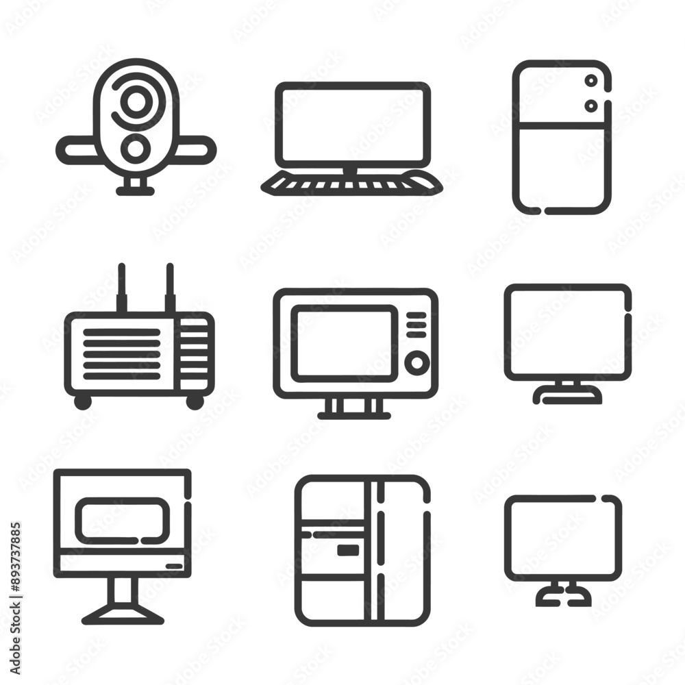minimalist line art icon computer collection set logo symbol minimalist line art icon computer collection set logo symbol