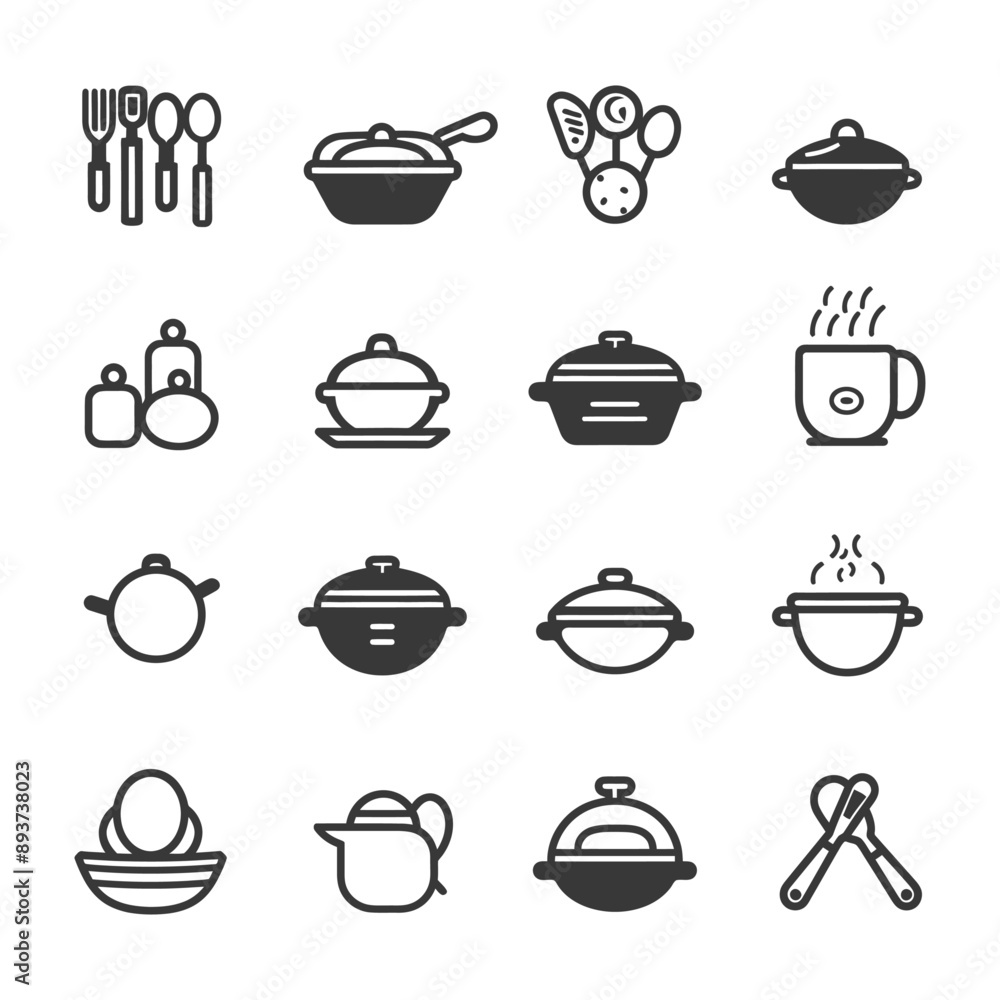 minimalist line art icon cooking collection set logo symbol minimalist line art icon cooking collection set logo symbol