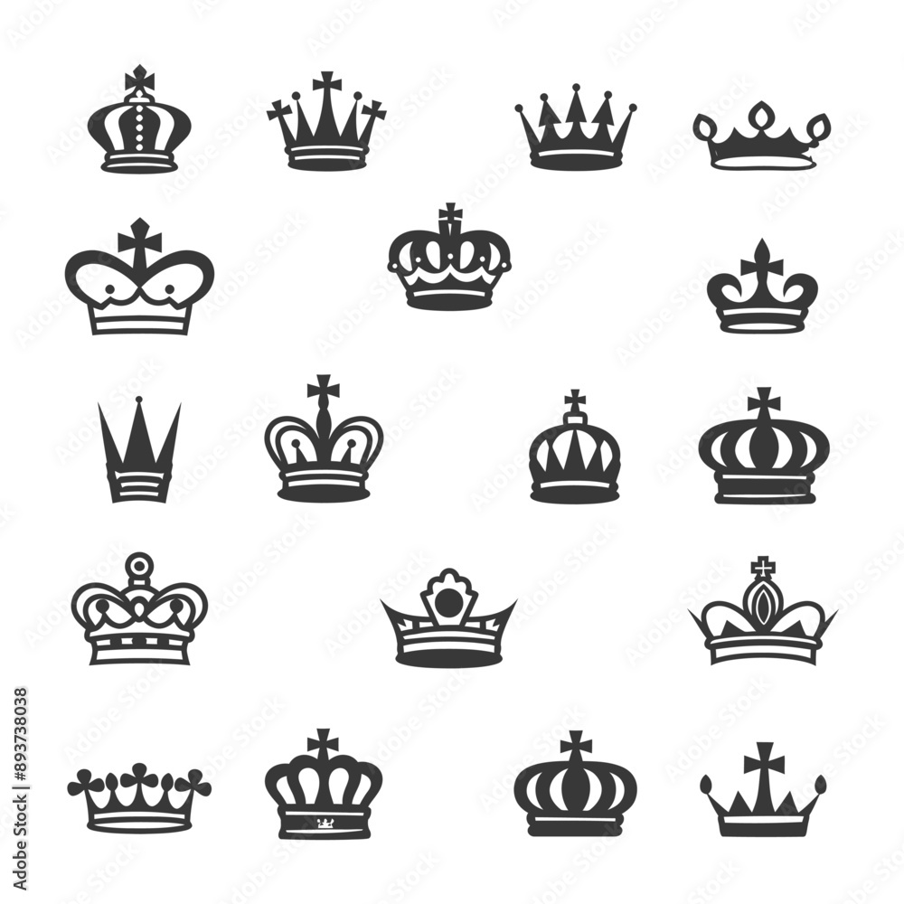 minimalist line art icon crown collection set logo symbol minimalist line art icon crown collection set logo symbol