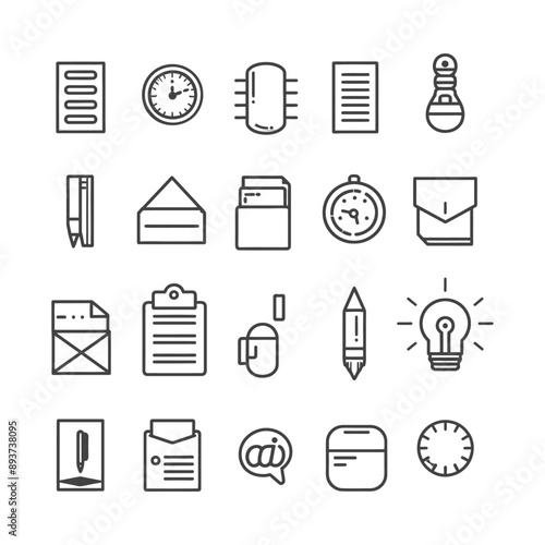 minimalist line art icon cv collection set logo symbol