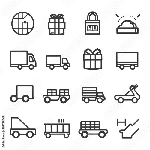 minimalist line art icon delivery collection set logo symbol