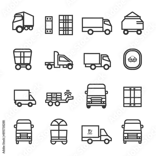 minimalist line art icon delivery collection set logo symbol